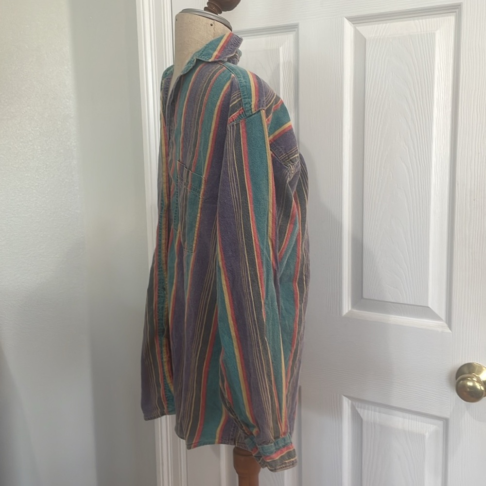 Vintage 90s Clementine striped shirt pocket 100% cotton multicolored women’s S - Picture 5 of 9